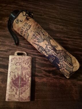 Wizarding World of Harry Potter Marauder's Map Umbrella/Sleeve + Luggage Tag